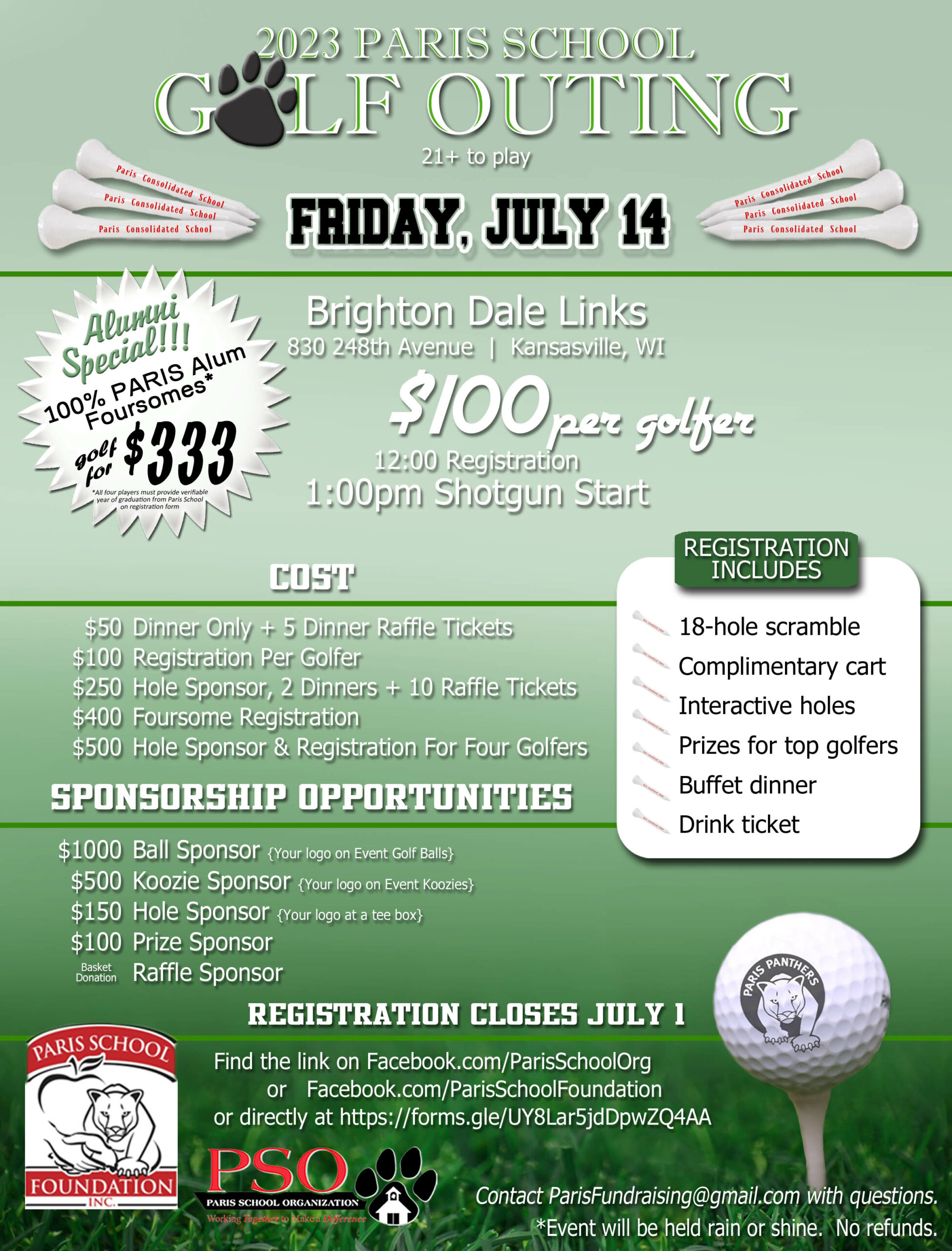 2023 Paris School Golf Outing